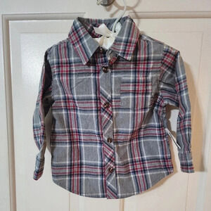 NWT old navy Boys 12/18mos plaid dress shirt